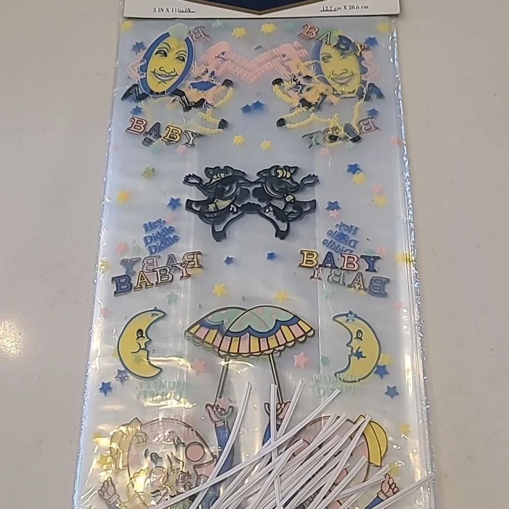 24 Baby Shower Party Cello Bags - Blue and Yellow. New
